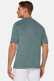 T-shirt van katoen/nylon, Green, hi-res
