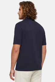 Koszulka polo z piki z mieszanki bawełny organicznej, Navy blue, hi-res