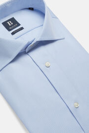 Sky Blue Houndstooth Cotton Shirt, Regular, Light Blue, hi-res