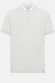 Organic Cotton Blend Piqué Polo Shirt, Ice, hi-res