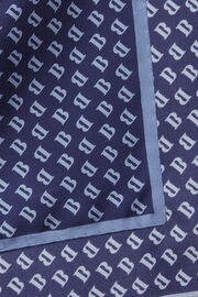 Pañuelo De Bolsillo Estampado Logo Allover De Seda, Azul  Marino, hi-res
