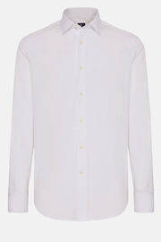 Λευκό βαμβακερό ελαστικό πουκάμισο στενής εφαρμογής, White, hi-res