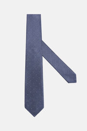 Houndstooth Pattern Silk Blend Tie, Navy blue, hi-res