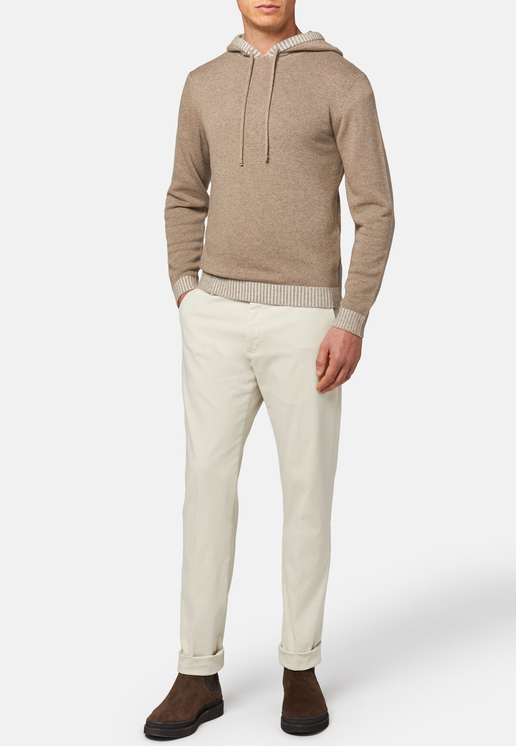 Dove grey cashmere blend hooded jumper | Boggi