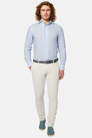 Regular Fit Sky Blue Striped Linen Shirt, Light Blue, hi-res