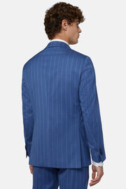 Blue Pinstripe Stretch Wool Suit, Blue, hi-res