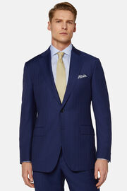 Niebieski garnitur ze wzorem w prążki z czystej wełny 130., Royal blue, hi-res