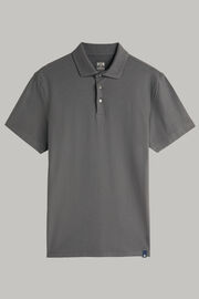 REGULAR FIT POLO SHIRT IN COTTON CREPE JERSEY, Charcoal, hi-res