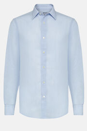 Błękitna koszula z lnu i tencelu, klasyczny fason, Light Blue, hi-res
