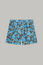 bathings trunks blue-white pois tie and dye print, Brown - Blue, hi-res