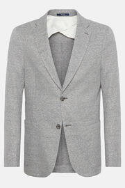 Szürke színű, melanzs vászon és pamut anyagú B Jersey kabát, Grey, hi-res