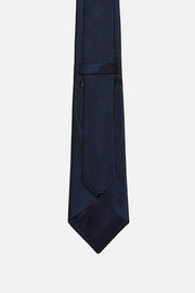 Krawat w drobny wzór z mieszanki jedwabiu, Navy blue, hi-res