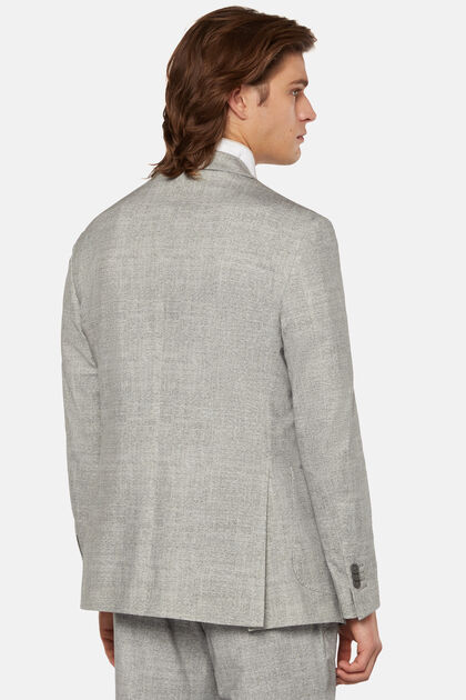 Light Grey Micro Patterned Nylon Jacket, Light grey, hi-res