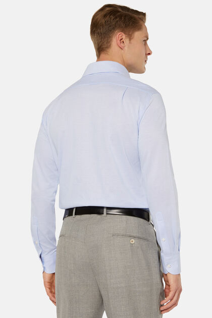 Camisa Estilo Polo De Punto Japonés Regular Fit, Azul claro, hi-res