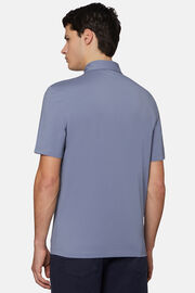 Polo Shirt In Stretch Supima Cotton, Indigo, hi-res