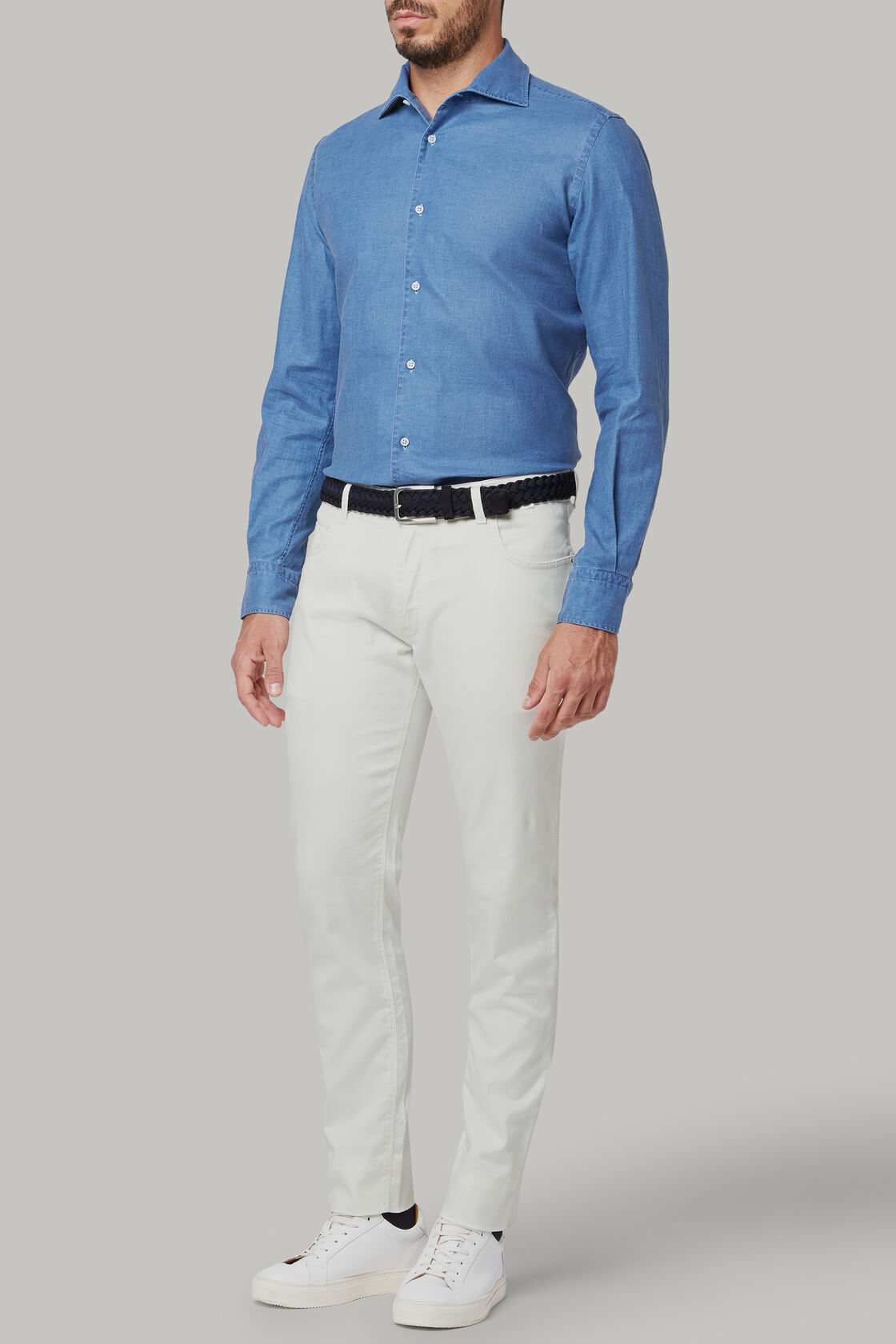 Regular Fit Cotton Gabardine/Tencel 5 Pocket Trousers, , hi-res