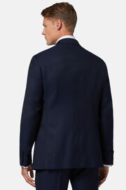 Marineblauw wollen pak met textuur, Navy blue, hi-res
