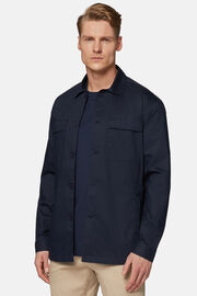 Stretch Cotton/Nylon Link Shirt Jacket, Navy blue, hi-res