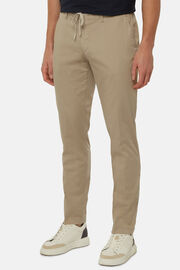 B Tech Stretch Cotton and Nylon Trousers, Beige, hi-res