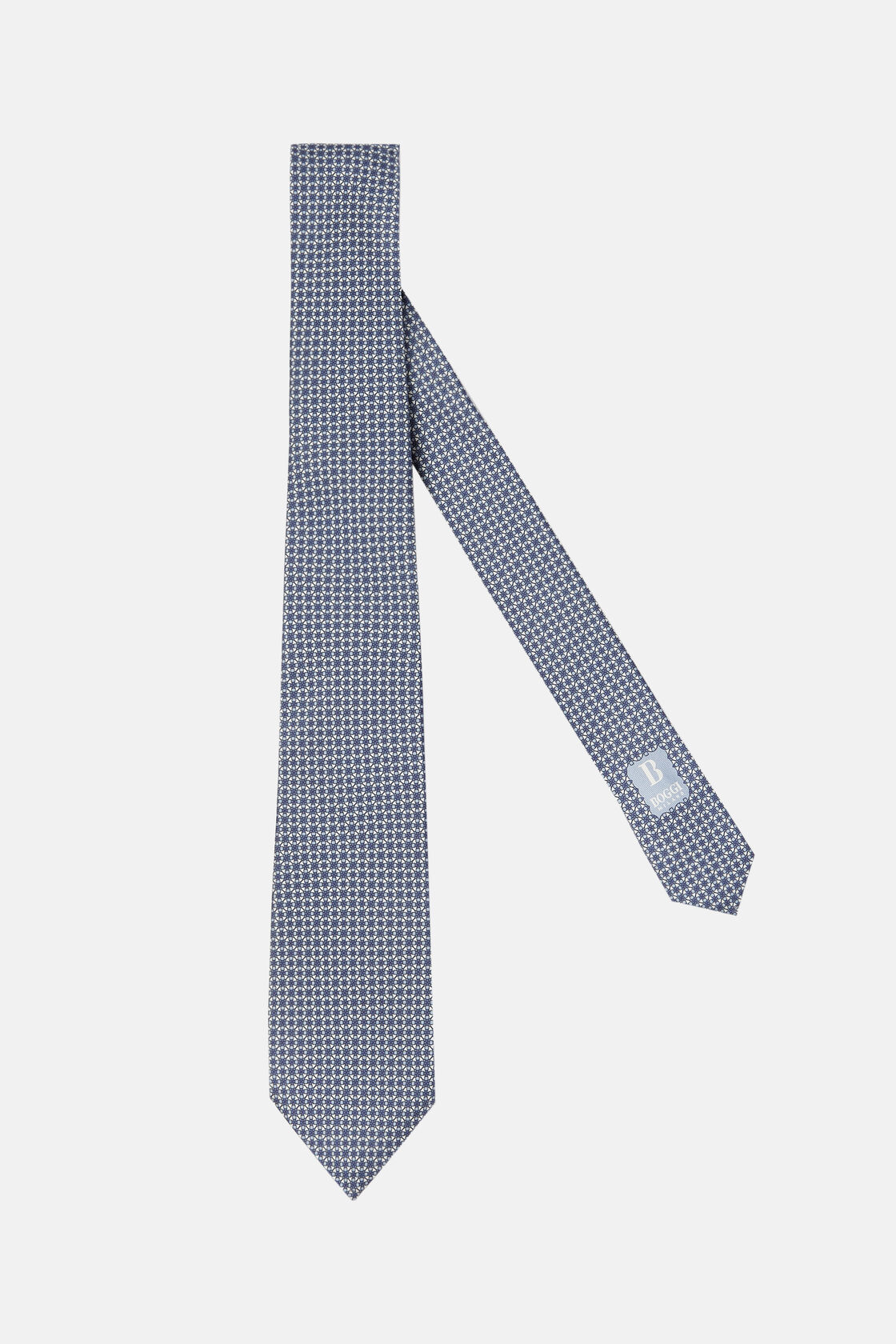 Geometric Motif Silk Tie, Light Blu, hi-res