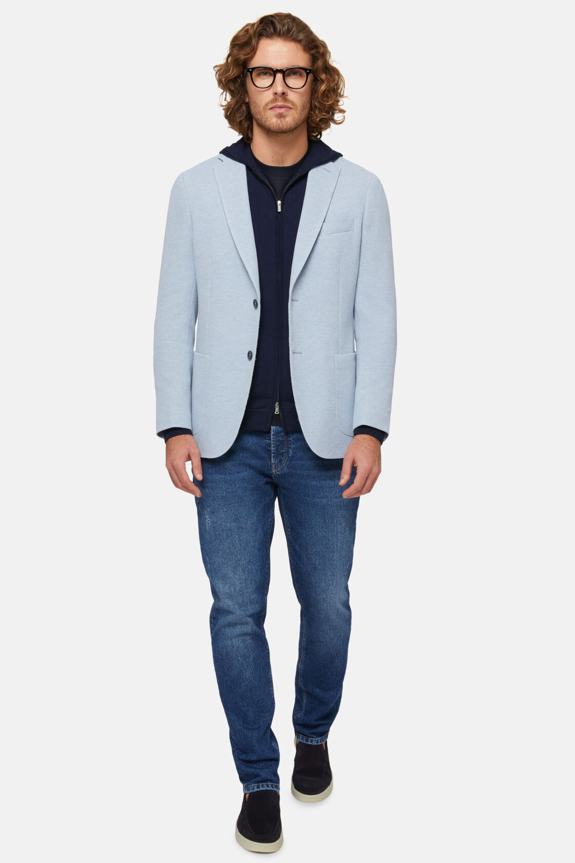 Sky Blue B-Jersey Cotton Jacket, Light Blue, hi-res