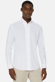 Polo Camicia In Jersey Giapponese Regular Fit, Bianco, hi-res