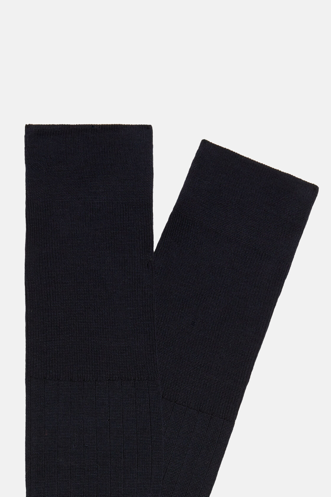 Ribbed Cotton Lisle Socks, Navy blue, hi-res