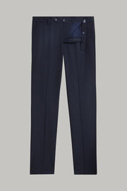 Pantalon Couleur Unie En Laine Super Légère, bleu marine, hi-res