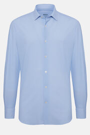 Błękitna koszula z elastycznego nylonu, fason wyszczuplony, Light Blue, hi-res