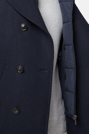 Wool Peacoat With Removable Hood, Navy blue, hi-res
