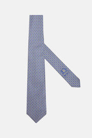 Zijden stropdas met stijgbeugelpatroon	, Blue, hi-res