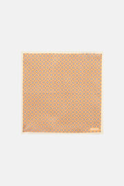 Patterned Silk Pocket Square, Orange, hi-res