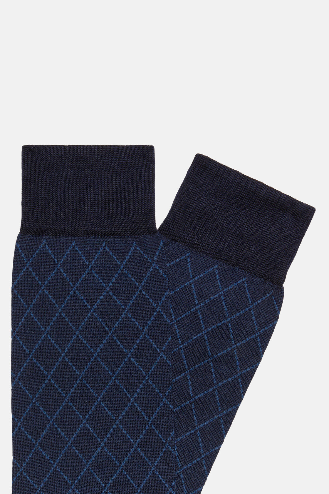 Meias com padrão geométrico em mistura de algodão, Navy blue, hi-res
