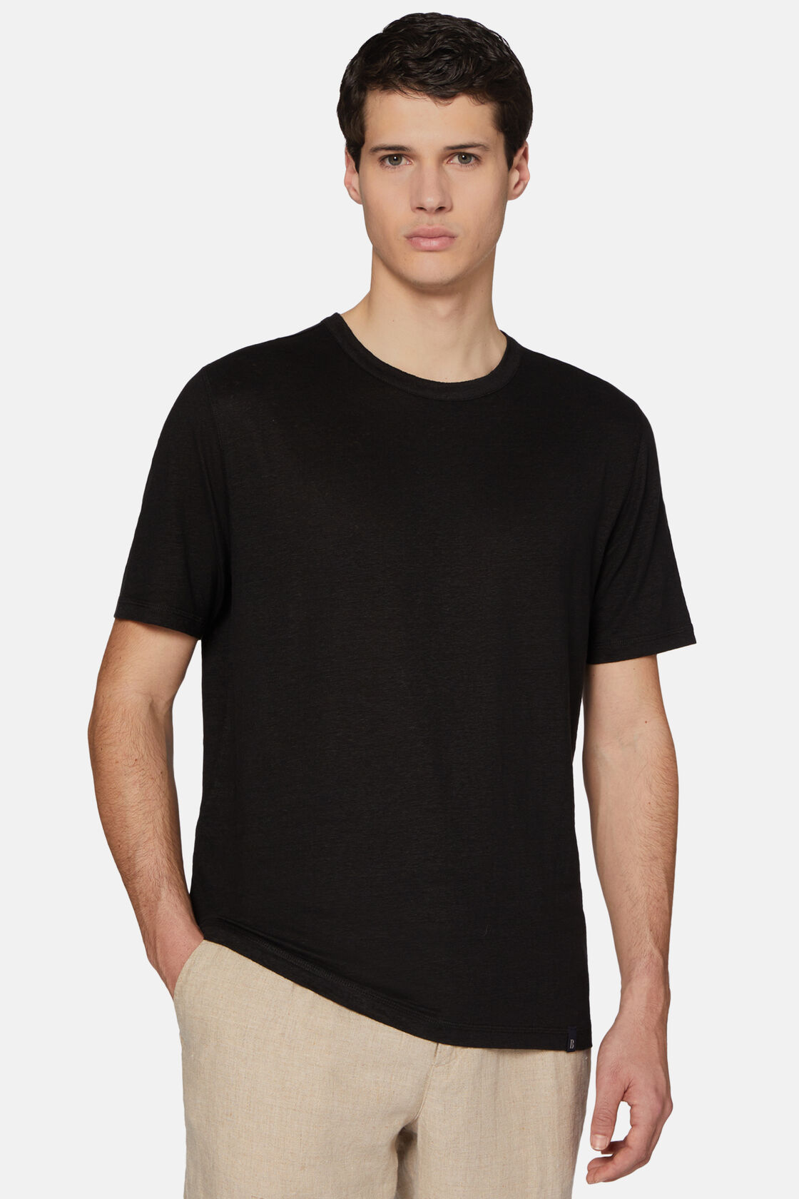Póló elasztikus vászon jersey anyagból, Black, hi-res