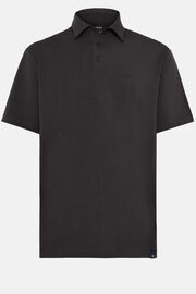 Poloshirt in stretch supima katoen, Black, hi-res