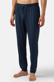 Calças de Pijama de Mistura Viscose, Navy blue, hi-res