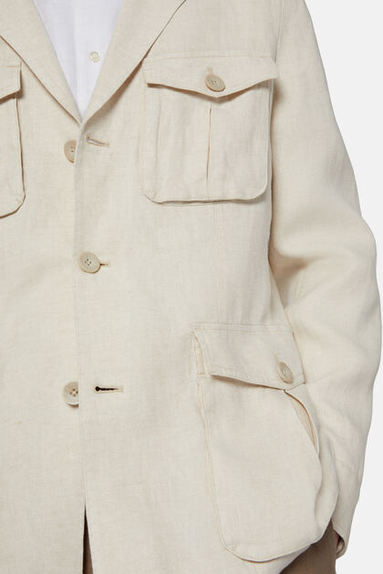 Krémszínű szafari dzseki tiszta vászonból, Cream, hi-res
