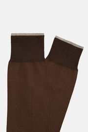 Striped Cotton Socks, Brown, hi-res