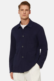 Casaco camisa azul-marinho de lã sirsaca, Navy blue, hi-res