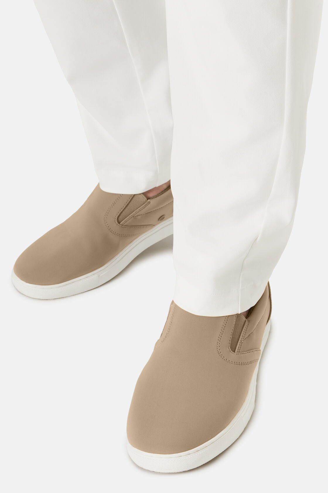 Παπούτσια χωρίς κορδόνια σε μπεζ-γκρι χρώμα, από τεχνικό ύφασμα, Beige, hi-res