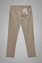 Pantalon En Coton Stretch Avec Taille Élastique Coupe Ajustée, , hi-res