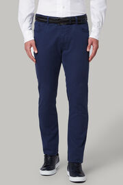 5 pockets trousers in cotton tencel gabardine reg, Navy blue, hi-res