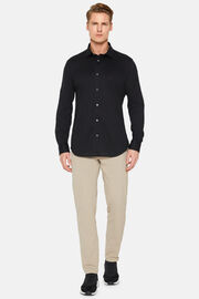 Μαύριο πουκάμισο σε στενή γραμμή από βαμβάκι και COOLMAX®, Black, hi-res