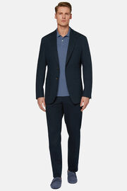 Blue Diagonal Suit In Stretch Cotton, , hi-res