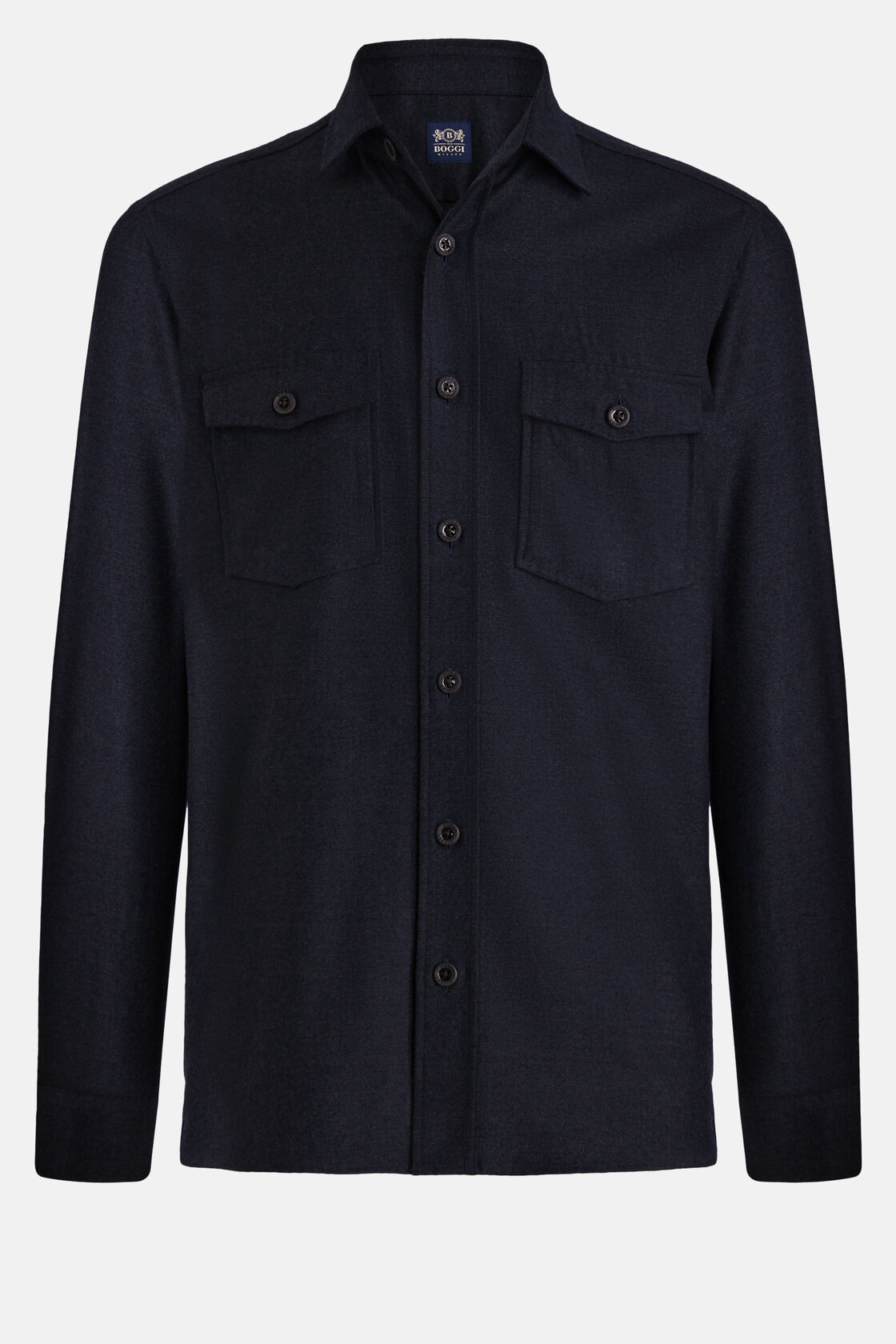 Navy Oversize Crossover Shirt In Flannel, Navy blue, hi-res