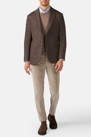 Brown B-Jersey Wool/Cotton Houndstooth Jacket, Brown, hi-res