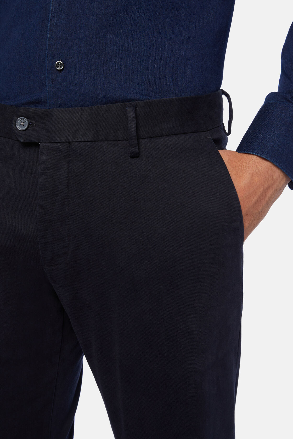 Men's Stretch Cotton/Tencel Trousers | Boggi Milano