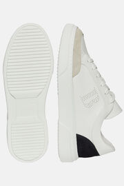 Weiße Sneaker Aus Leder Mit Logo, Weiß-Blau, hi-res