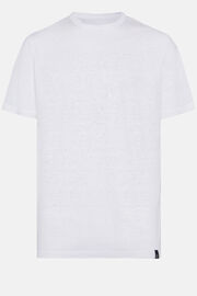 Camiseta de Punto de Lino Stretch Elástico, Blanco, hi-res