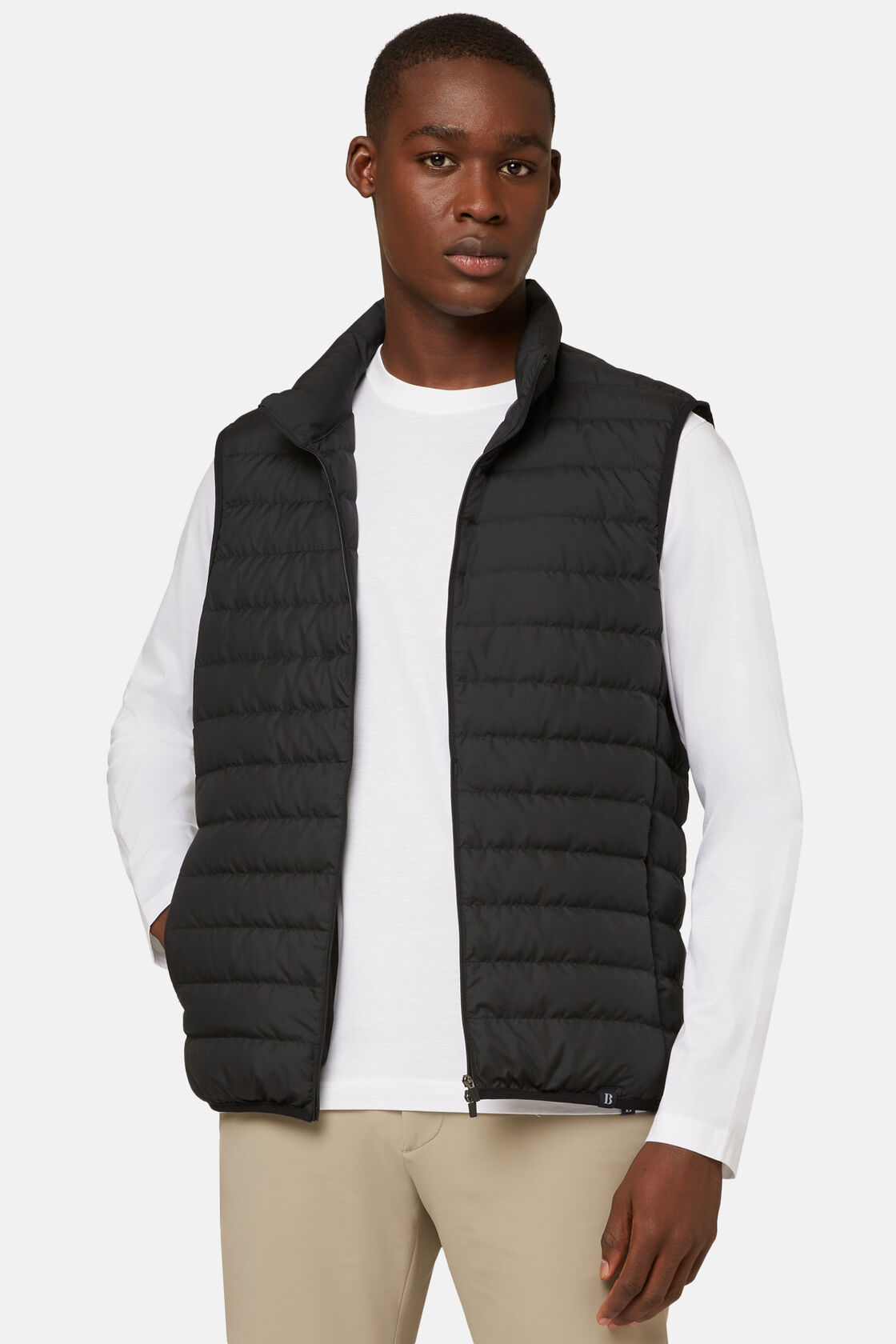 Goose Down Recycled Fabric Vest, Black, hi-res